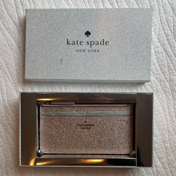 Kate Spade Wallet Large Slim Card Holder Glitter in Rose Gold - Picture 7 of 8